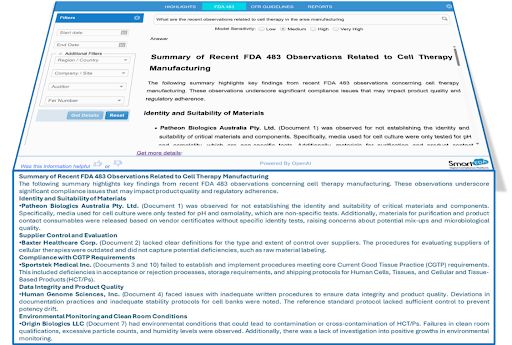 AI compliance trends analyzing FDA 483 inspection data